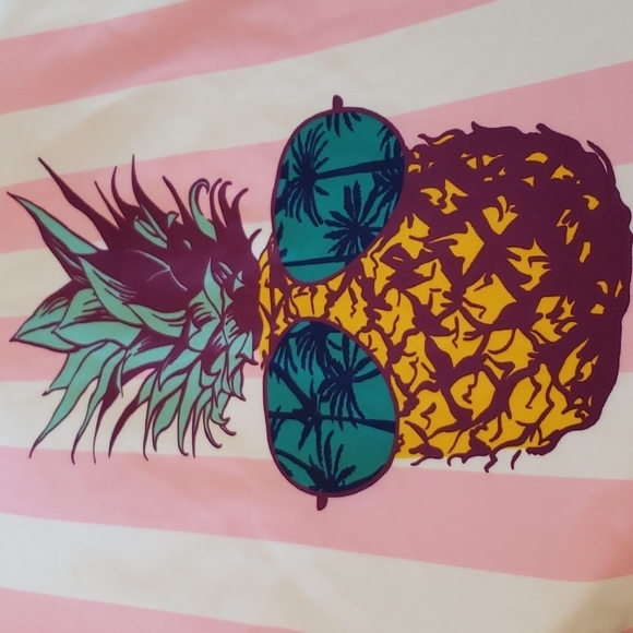 IFFEI Pink and White Striped Swimsuit with a  🍍 Pineapple w/Sunglasses Size XL - Picture 5 of 9